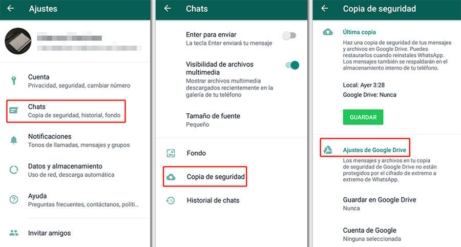 Cómo ver copia de seguridad de WhatsApp en Google Drive