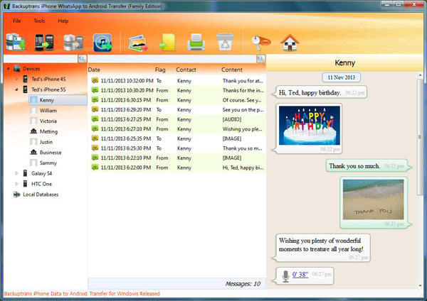 whatsapp de iphone a android por Backuptrans