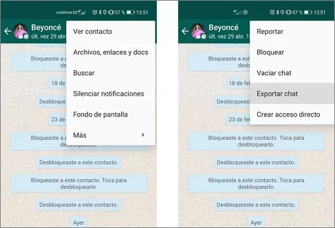exportar ehatsapp chat