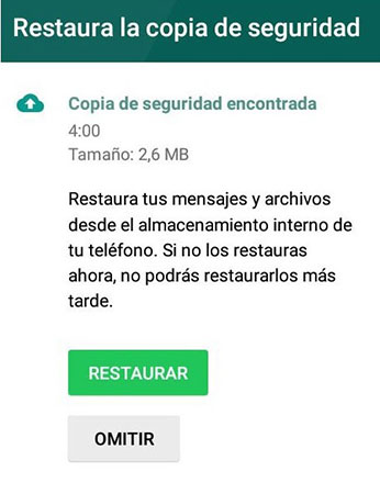 restaurar copia de seguridad whatsapp