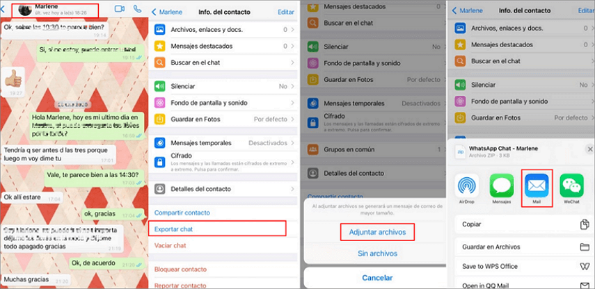 como pasar mensajes de whatsapp a correo electronico