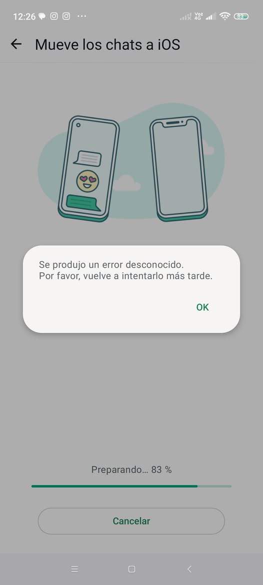 whatsapp errores cuando hacer la transferencia