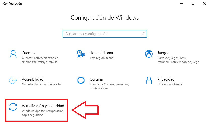 actualizacion y seguridad de windows